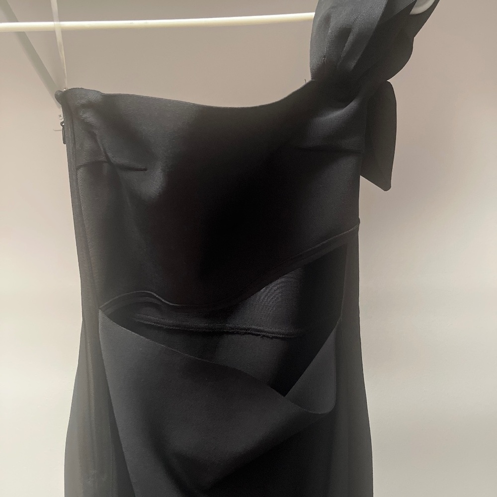 BLACK CUT OUT BANDAGE MIDI DRESS